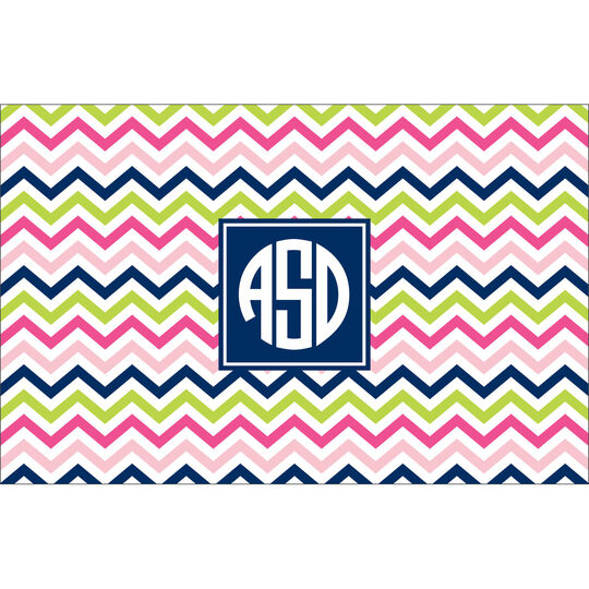 Pink Navy and Lime Chevron Placemats